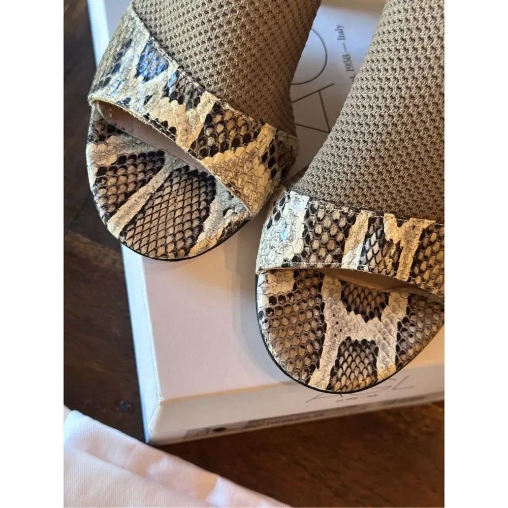 AGL taupe snakeskin stretch heeled sandal